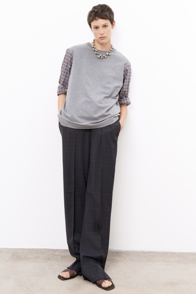 Брюки на резинке в клетку, тёмно-серый