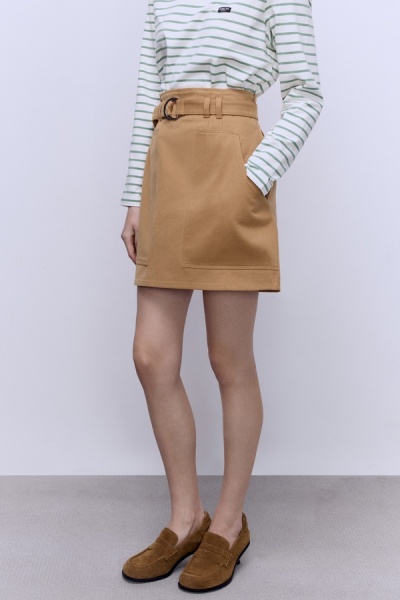 Юбка из денима с эффектом бархата, бежевый