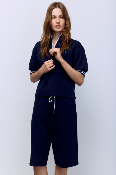 Бермуды из хлопковой скубы, синий