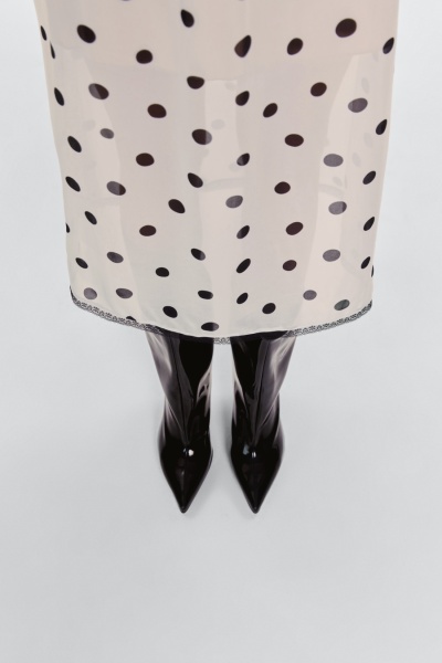 Юбка в горох из шифона, молочный