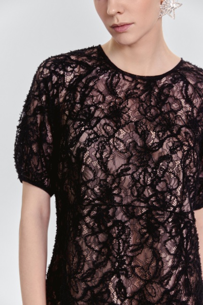 Платье коктейльное из кружева, чёрный