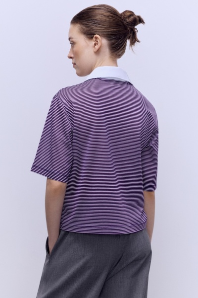 Поло из пике укороченное, фиолетовый