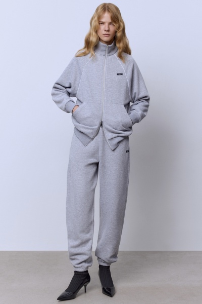 Толстовка из футера с начёсом, серый меланж