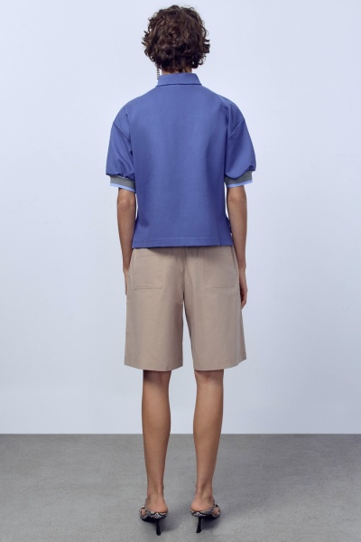 Бермуды из итальянского варёного хлопка, песочный