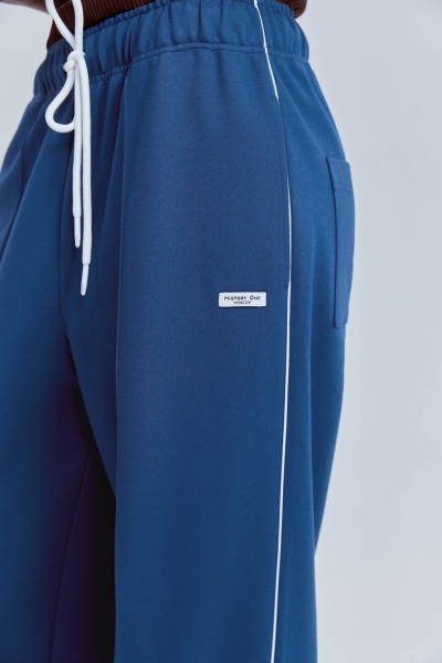 Брюки спортивные из джерси с кантом, индиго