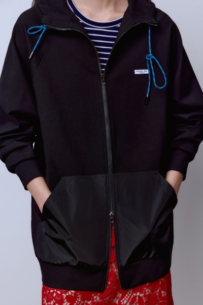 Толстовка удлинённая с нейлоном, чёрный