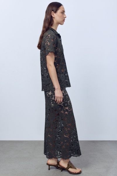 Юбка-макси из кружева, тёмно-зелёный