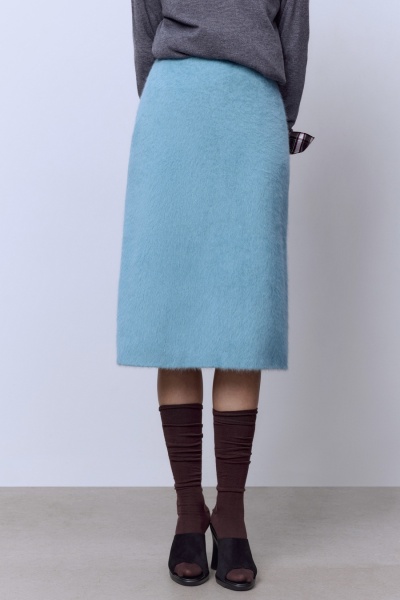 Юбка из ангоры с разрезом, мятный