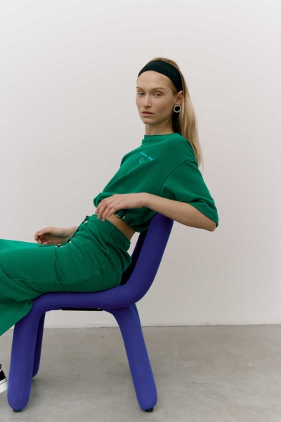 Блуза футер, зелёный