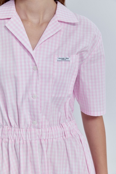 Платье в клетку из итальянского хлопка, розовый