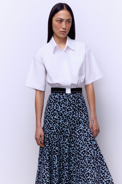 Рубашка-кроп из итальянского варёного хлопка, белый