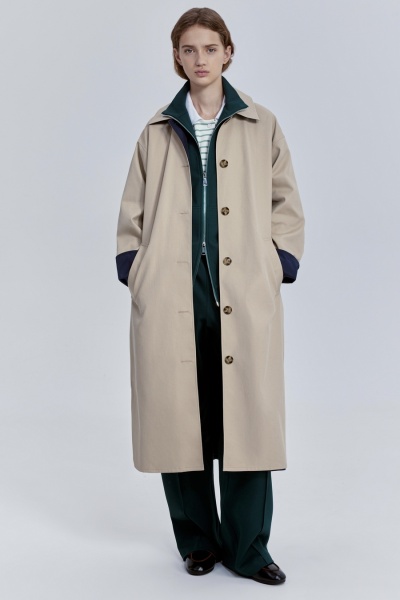 Плащ двусторонний из габардина и нейлона, бежевый