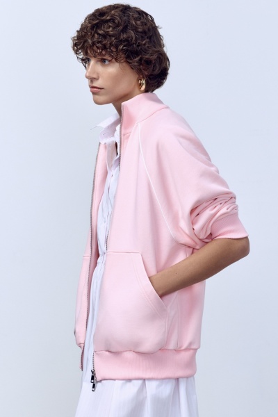 Толстовка реглан из футера, розовый