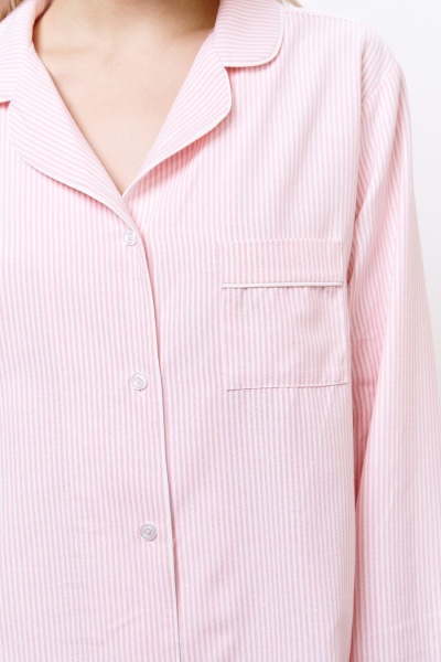 Рубашка пижамная с длинным рукавом в полоску, розовый