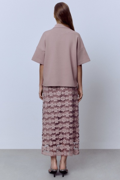 Юбка из накладного кружева, мокко