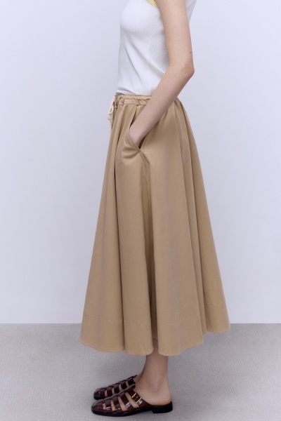 Юбка-солнце из габардина, бежевый