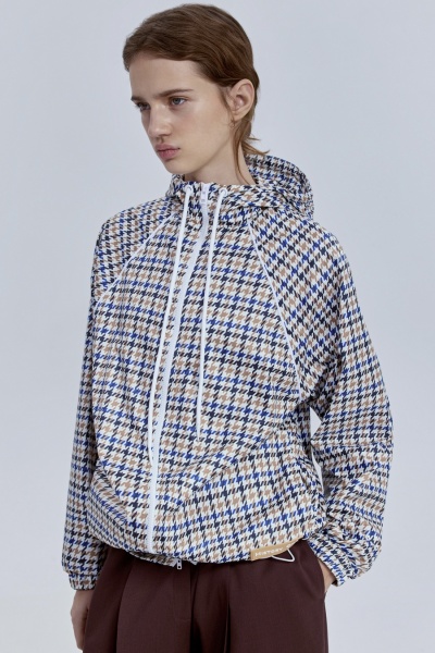 Ветровка с принтом «гусиная лапка» и капюшоном, мультиколор