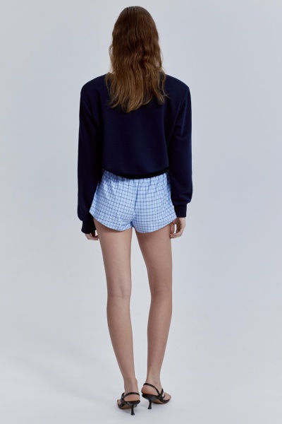 Шорты-мини в клетку из поплина, голубой