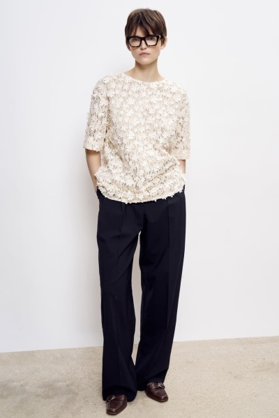 Топ из накладного кружева, шампань