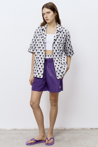 Рубашка из хлопка с геометричным принтом, серый