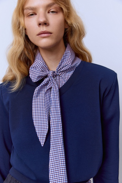 Свитшот из футера с рукавами-фонариками, синий