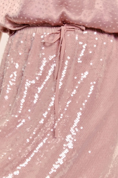 Юбка прямая с пайетками на шифоне, пудровый