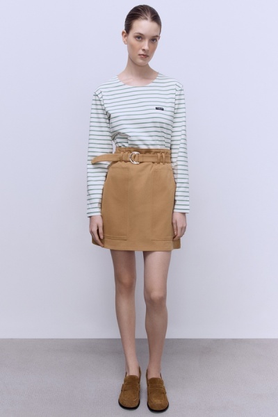 Юбка из денима с эффектом бархата, бежевый