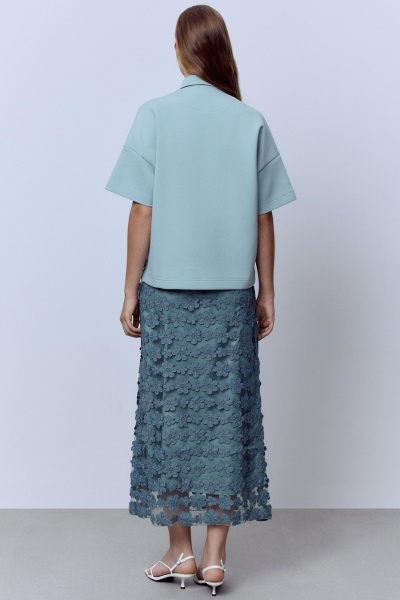 Юбка из накладного кружева, полынь