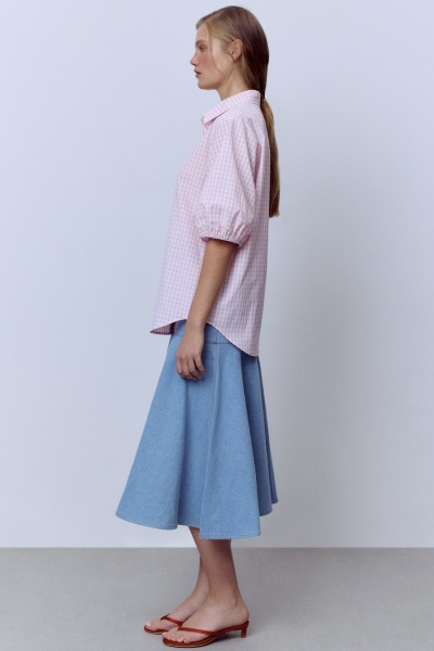 Рубашка виши с объёмными рукавами, розовый