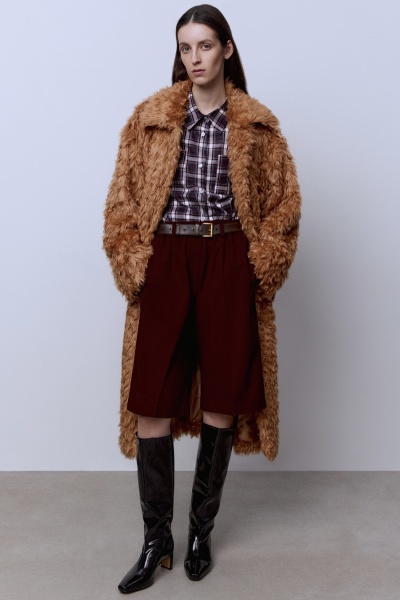 Шуба из экомеха на подкладке, персиковый