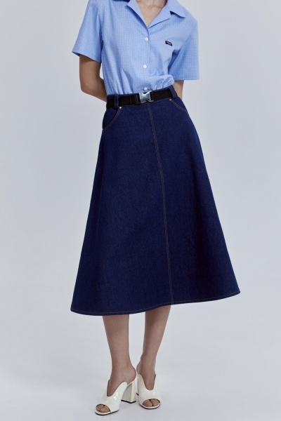 Юбка-колокол из денима, синий