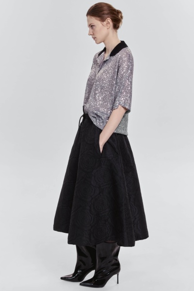 Юбка-солнце из жаккарда на кулиске, чёрный