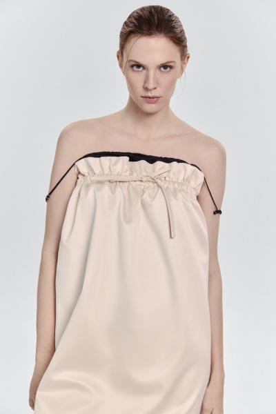 Юбка-тюльпан из атласа, бежевый