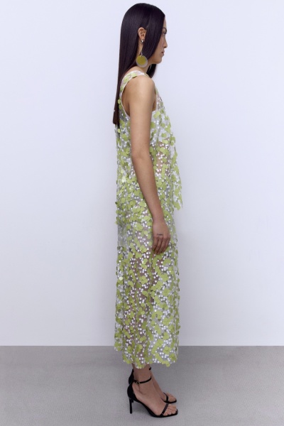 Топ из сетки с крупными пайетками, зелёный