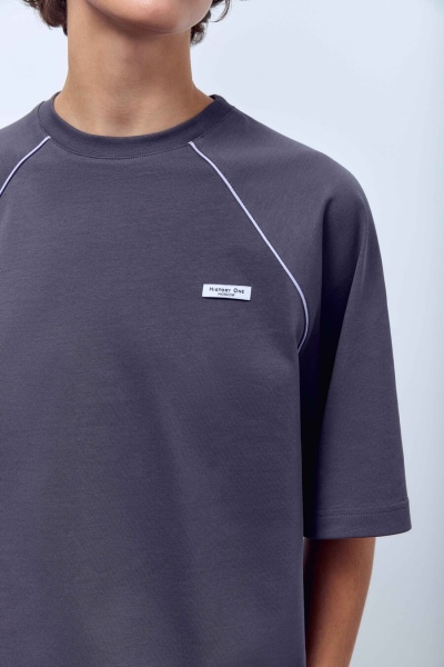 Футболка оверсайз с кантом, гранит