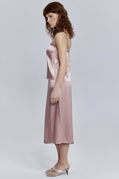 Топ бельевой из атласа, пудровый