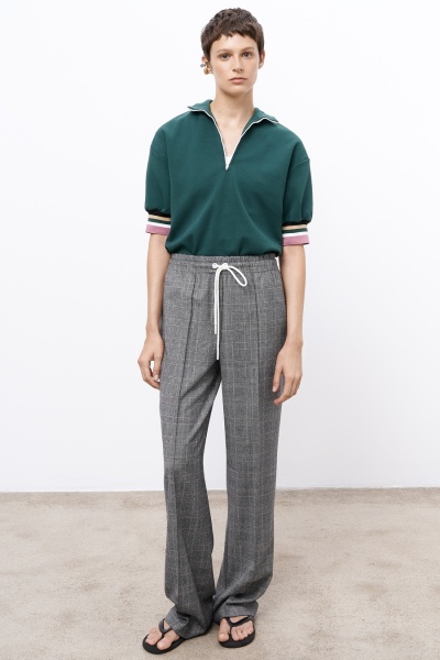 Брюки на резинке в клетку, серый