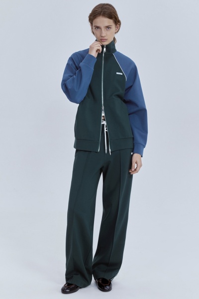 Толстовка на молнии с кантом, изумрудный-синий