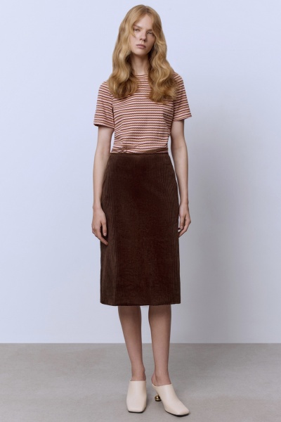 Юбка миди из вельвета, шоколад