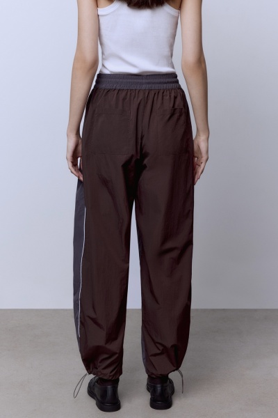 Брюки из нейлона с кантом, серый/шоколад