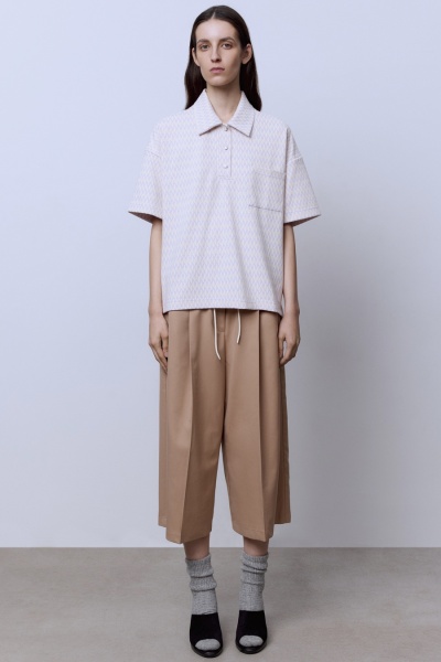 Поло на пуговицах из джерси жаккард, лиловый