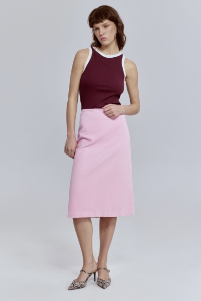 Юбка-миди из варёного денима, розовый