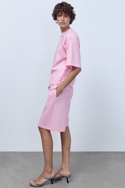 Футболка оверсайз с кантом, розовый