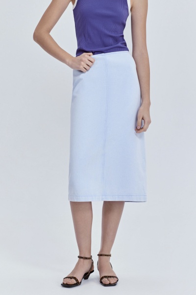 Юбка-миди из варёного денима, голубой