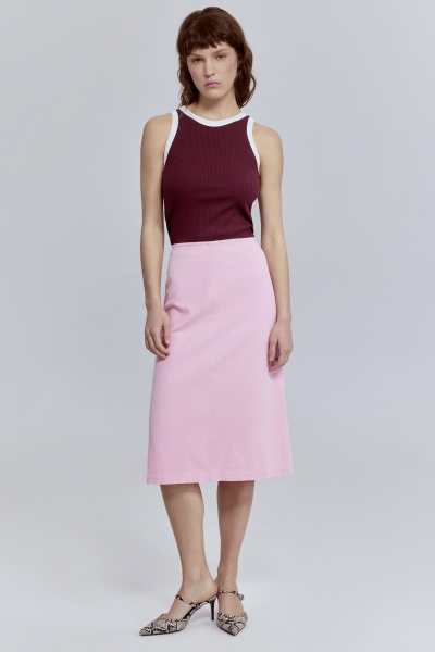Юбка-миди из варёного денима, розовый
