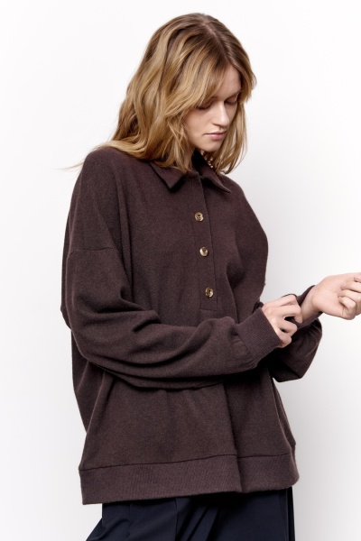 Объемное поло из шерсти, шоколад