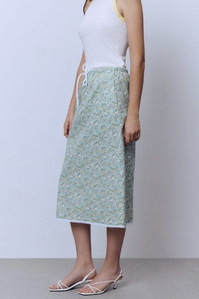 Юбка Secret Garden на кулиске с кружевом, зелёный