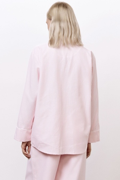 Рубашка пижамная с длинным рукавом в полоску, розовый