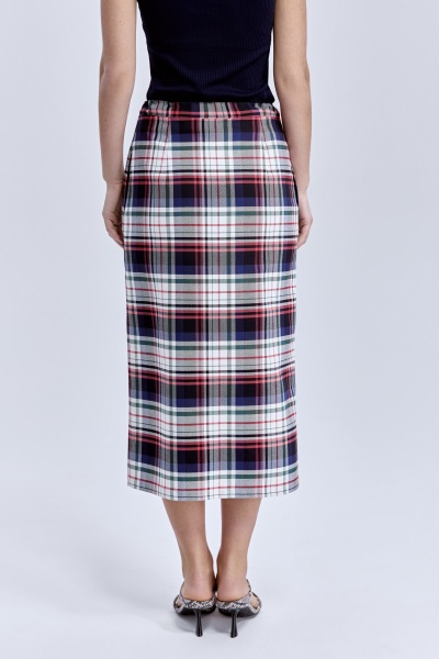 Юбка в клетку с пуговицами, мультиколор