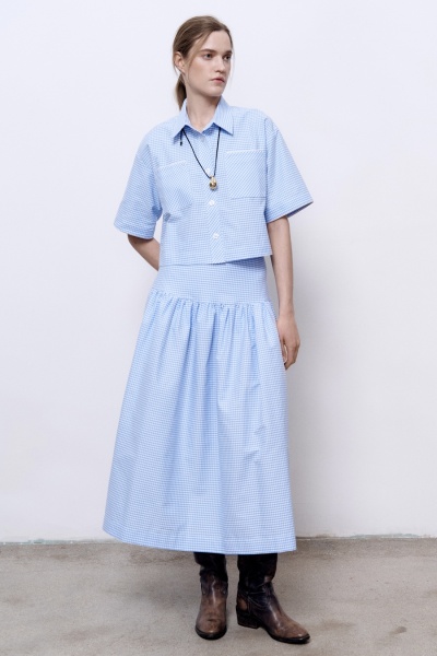 Укороченная рубашка в клетку виши